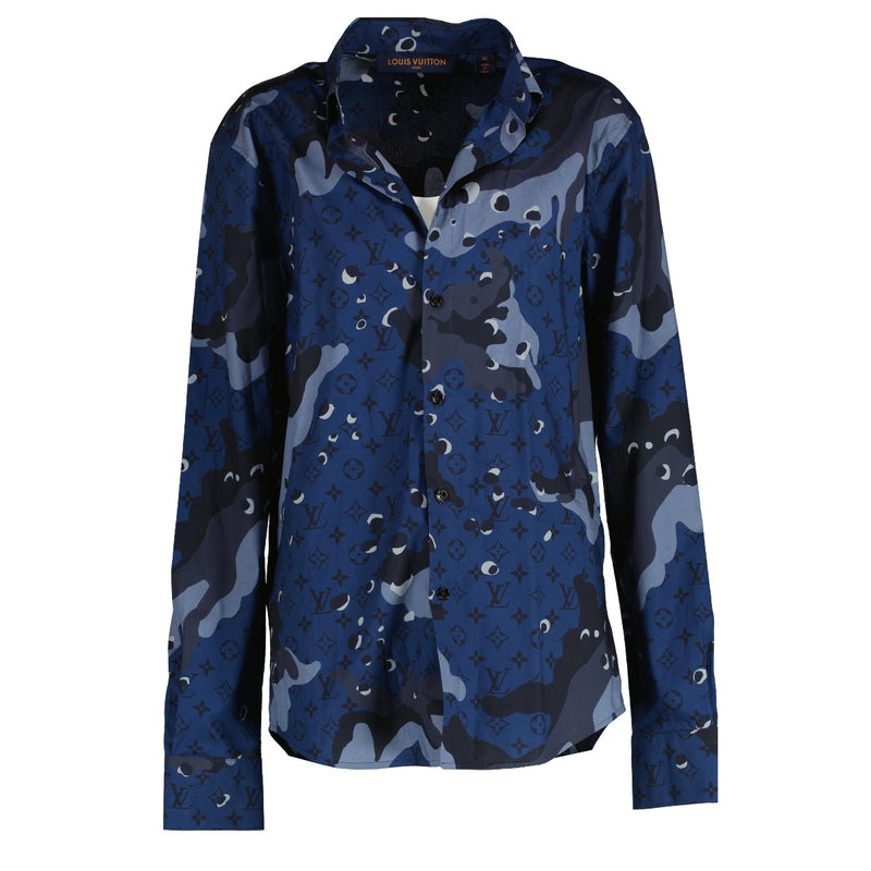 Louis Vuitton Blue Monogram Camouflage Shirt