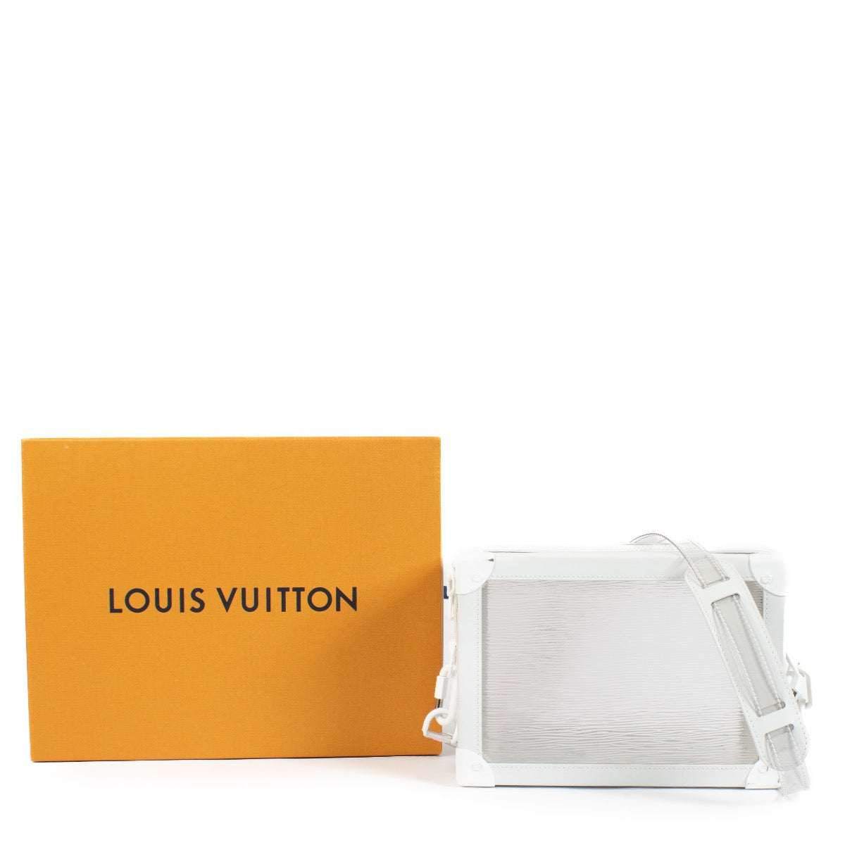 Buy authentic second hand Louis Vuitton White Transparent Leather Virgil Abloh Soft Trunk Bag Limited Edition Epi Plage at Labellov.com