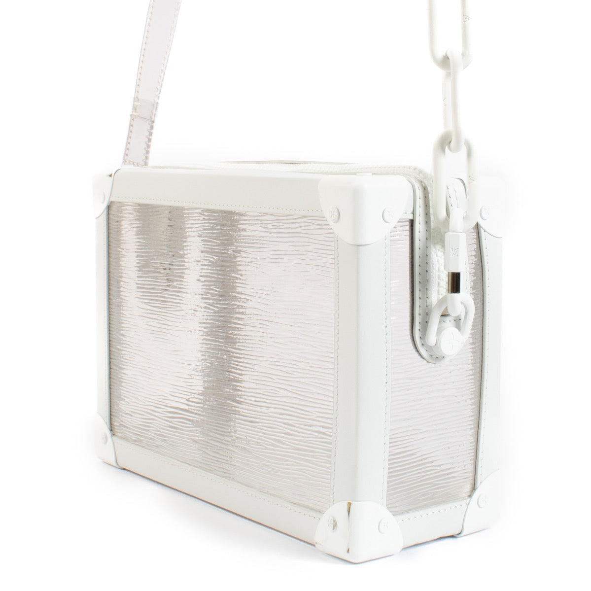 Buy authentic second hand Louis Vuitton White Transparent Leather Virgil Abloh Soft Trunk Bag Limited Edition Epi Plage at Labellov.com