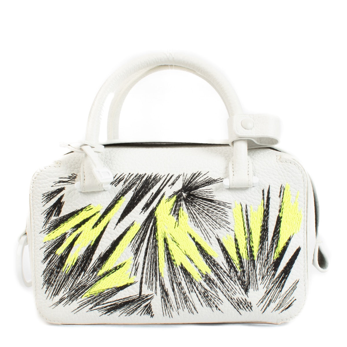Delvaux White Taurillon Soft Graffiti Embroidered Cool Box Mini