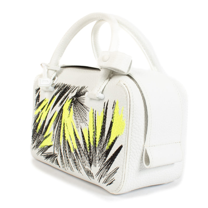 Delvaux White Taurillon Soft Graffiti Embroidered Cool Box Mini