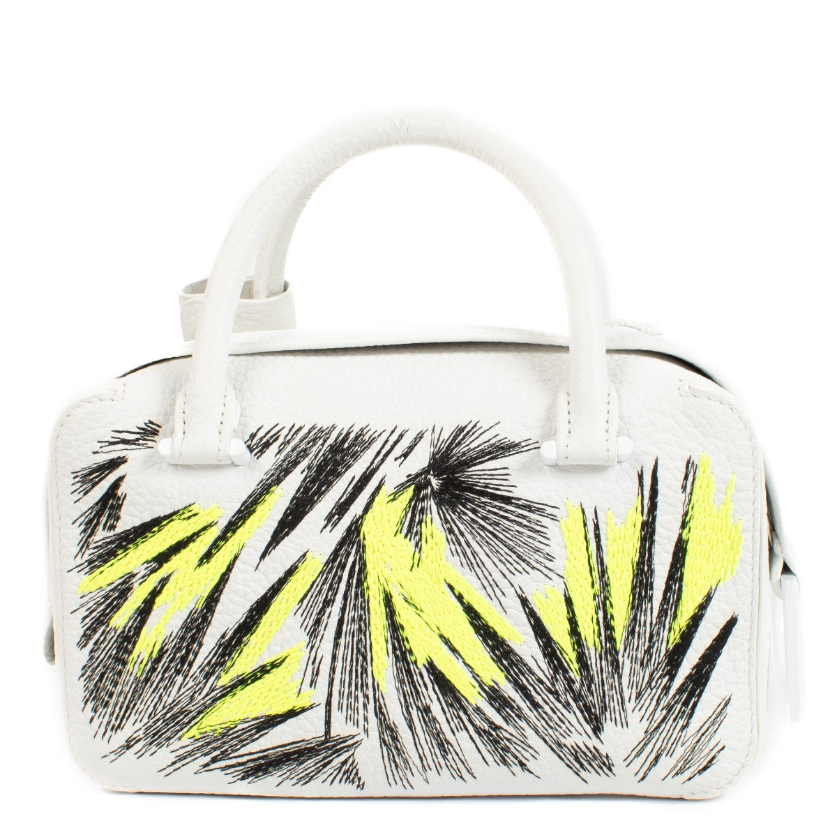 Delvaux White Taurillon Soft Graffiti Embroidered Cool Box Mini