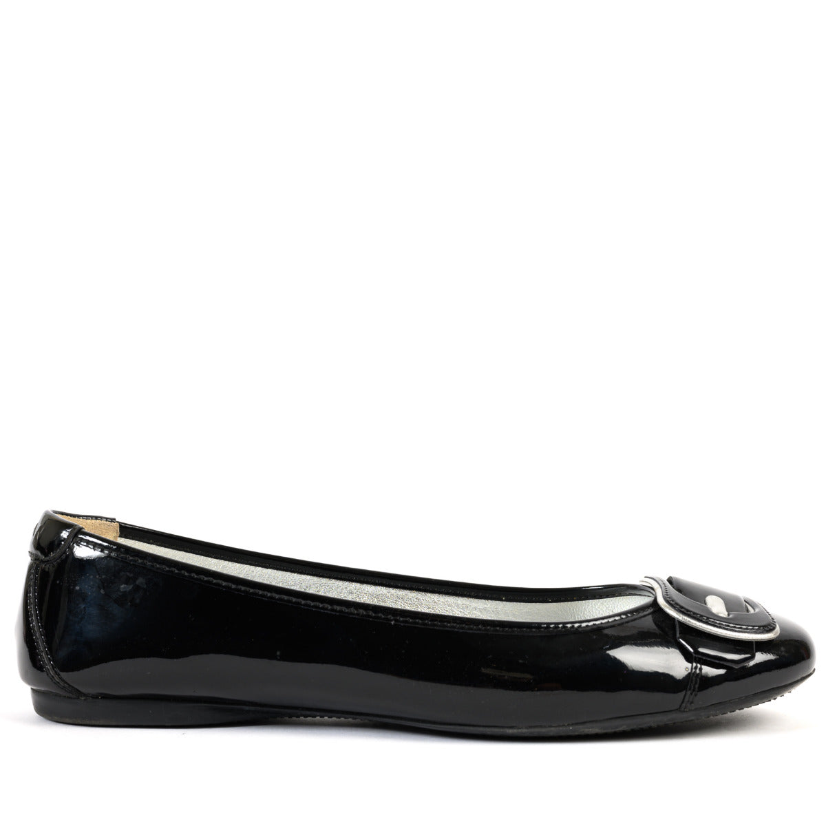 Hogan Black Vernis Buckle Flats - size 40