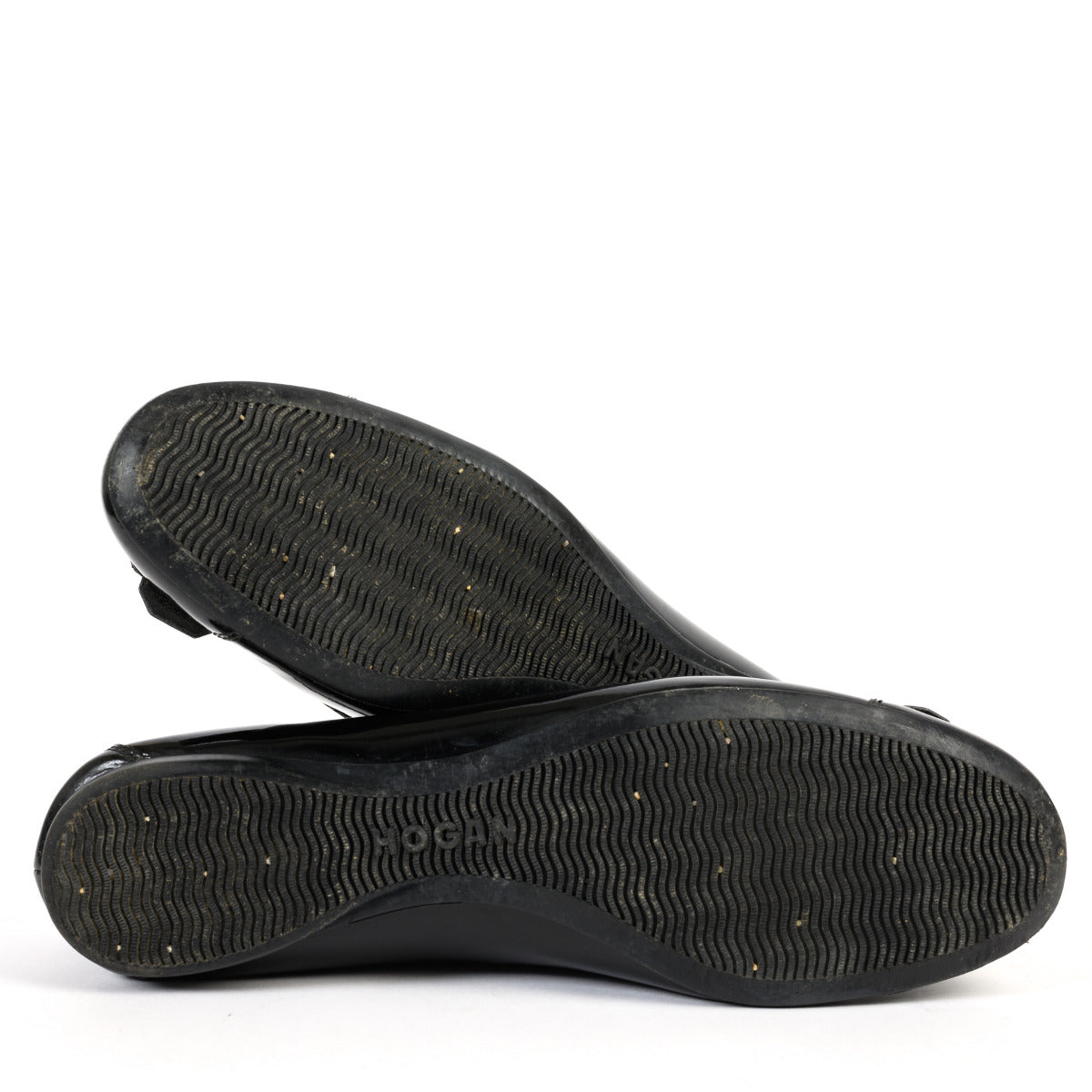 Hogan Black Vernis Buckle Flats - size 40