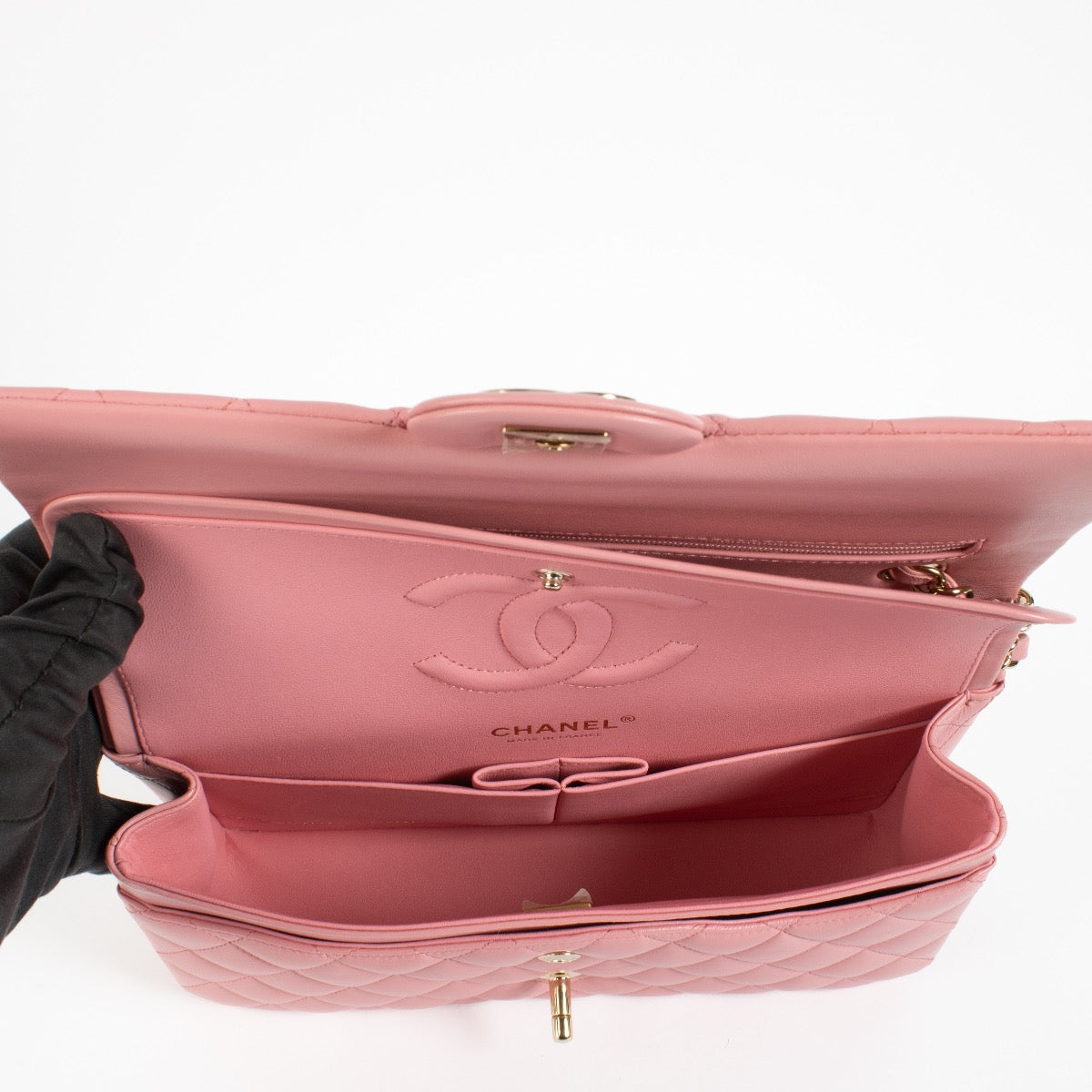 Shop authentic second hand Chanel Pink Lambskin Medium Classic 11.12 Bag on www.labellov.com
