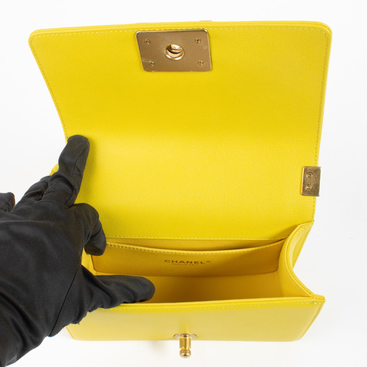 Chanel Yellow Caviar Small Boy Chanel Bag