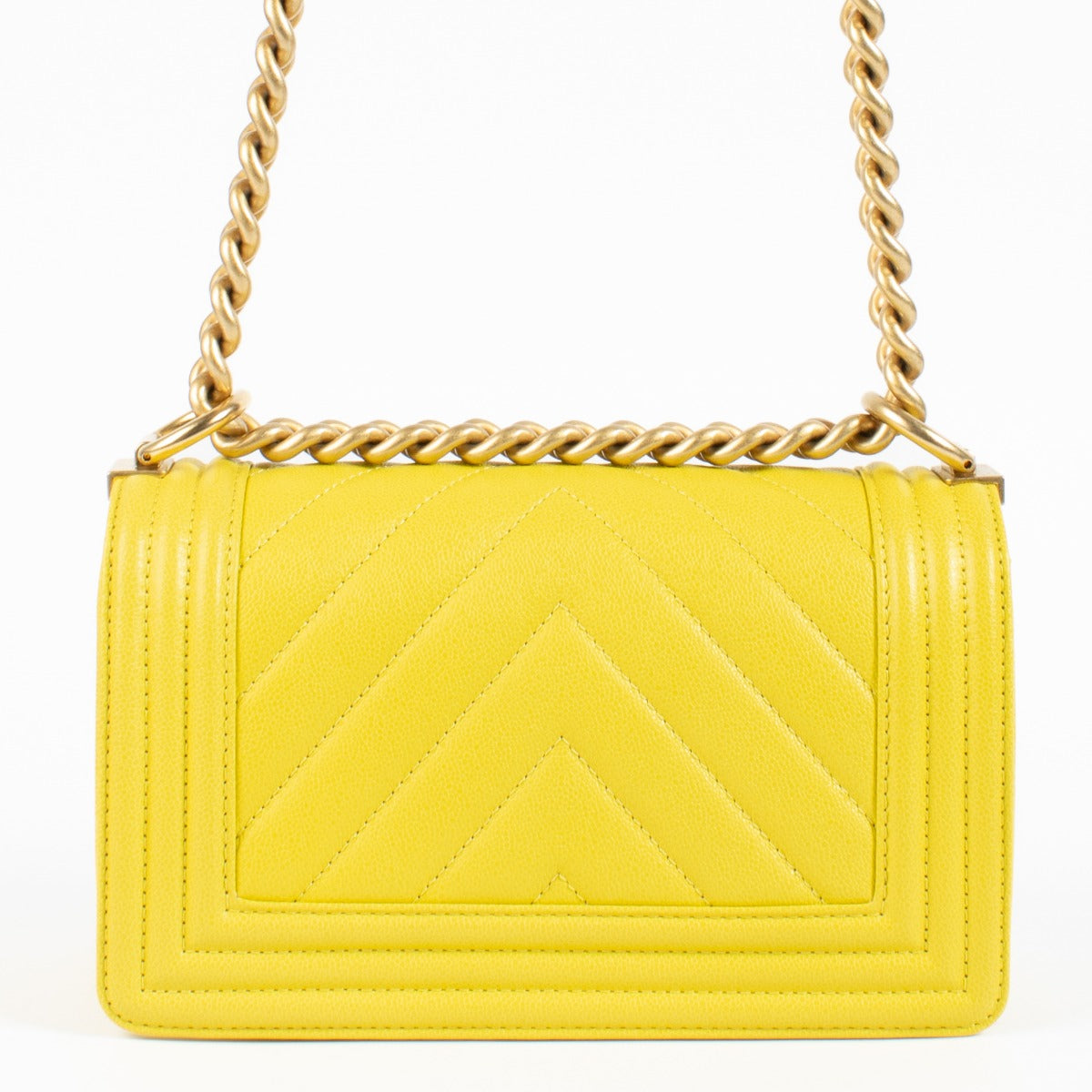Chanel Yellow Caviar Small Boy Chanel Bag