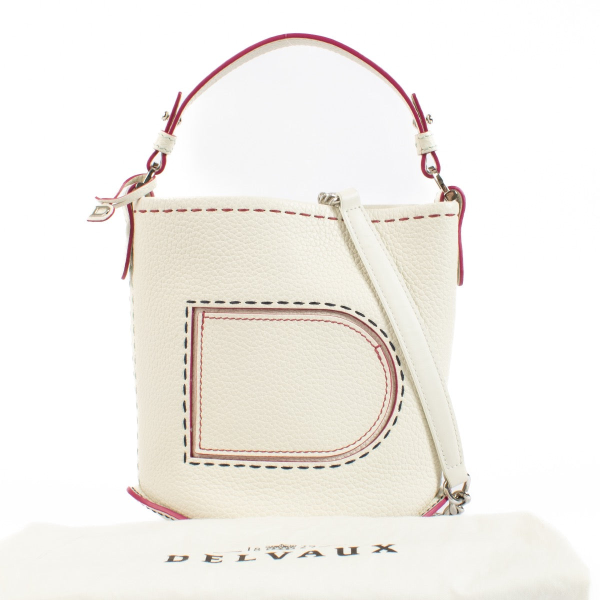 Delvaux White Pin Mini Bucket Surpiqué
