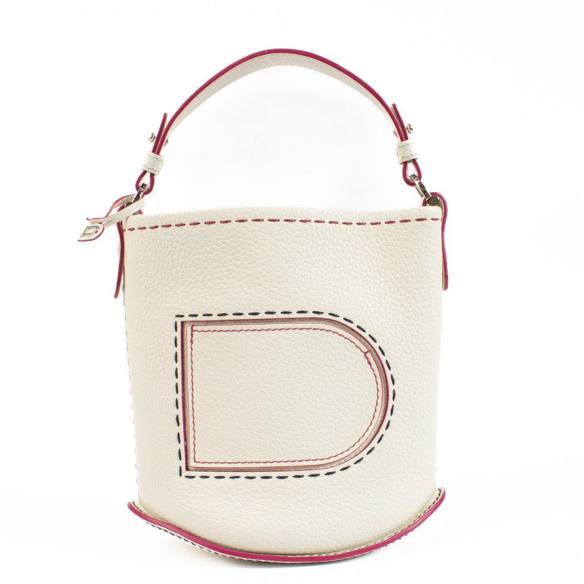 Delvaux White Pin Mini Bucket Surpiqué