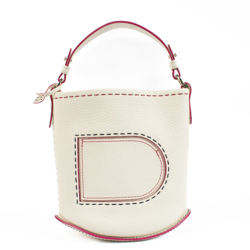 Delvaux White Pin Mini Bucket Surpiqué
