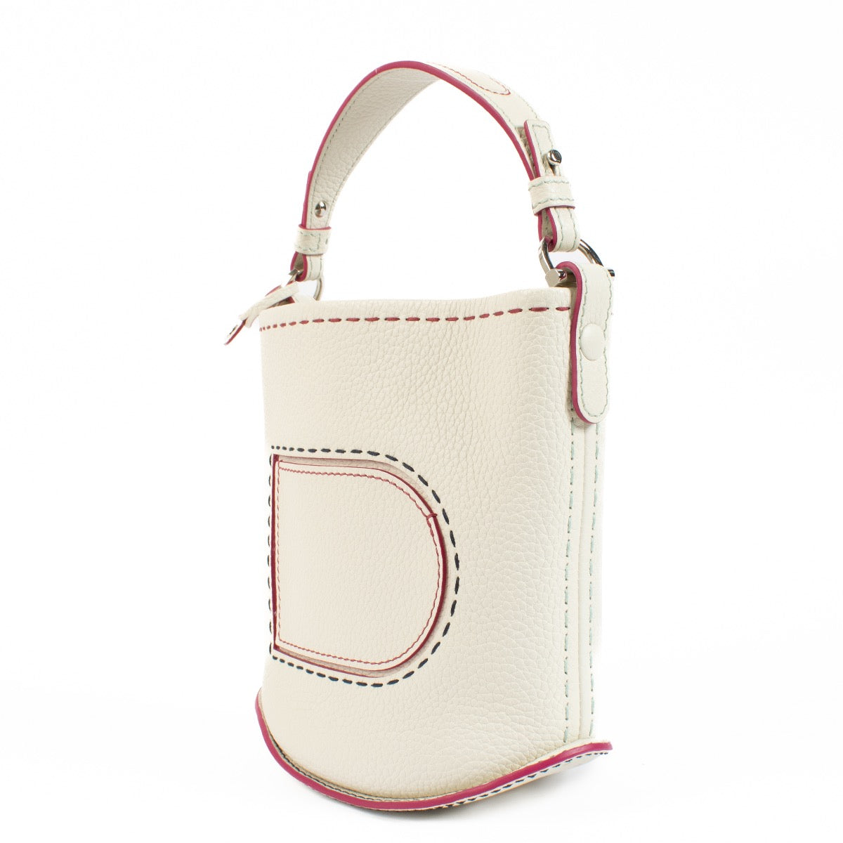 Delvaux White Pin Mini Bucket Surpiqué