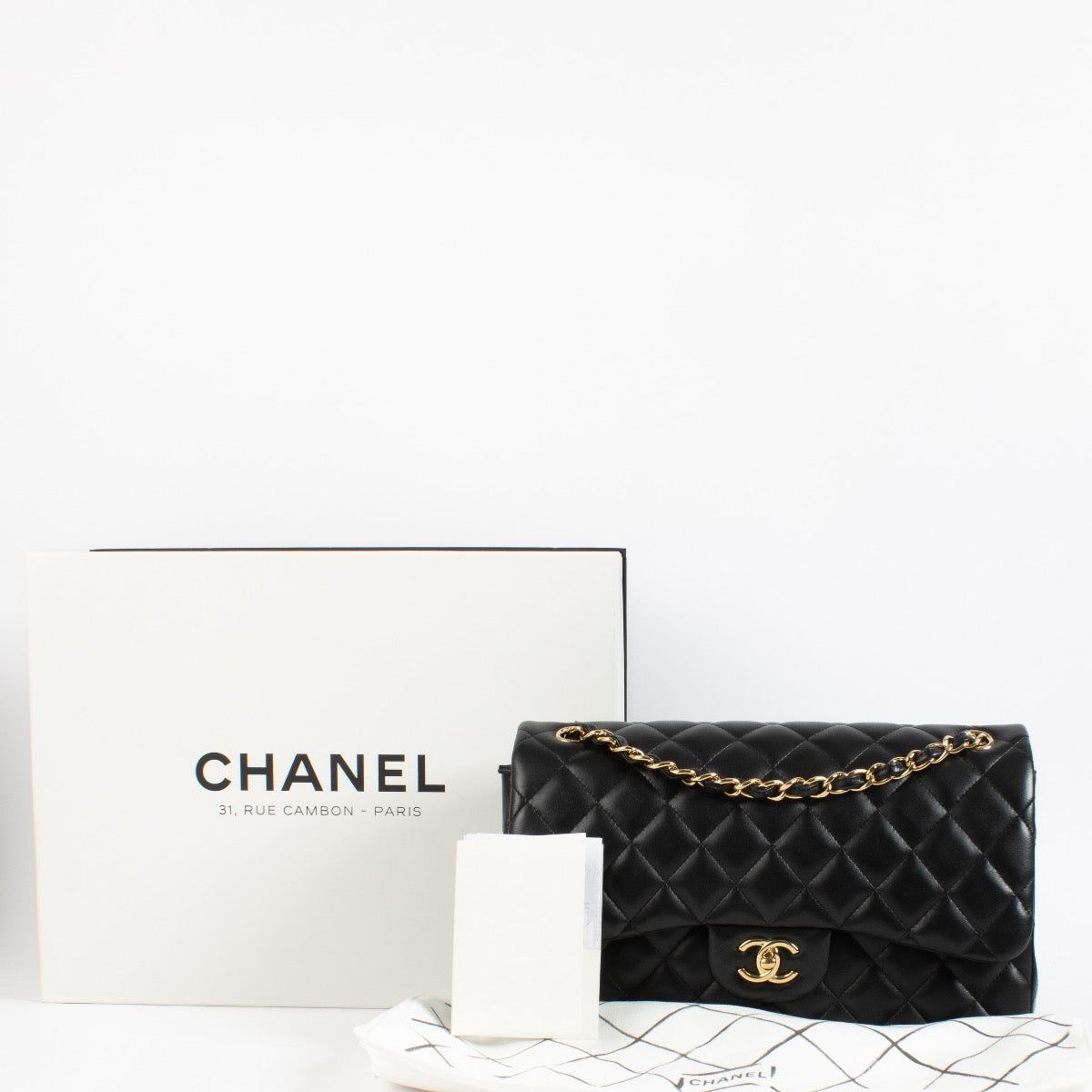 Shop 100% authentic secondhand Chanel Black Lambskin Large Classic Bag on Labellov.com