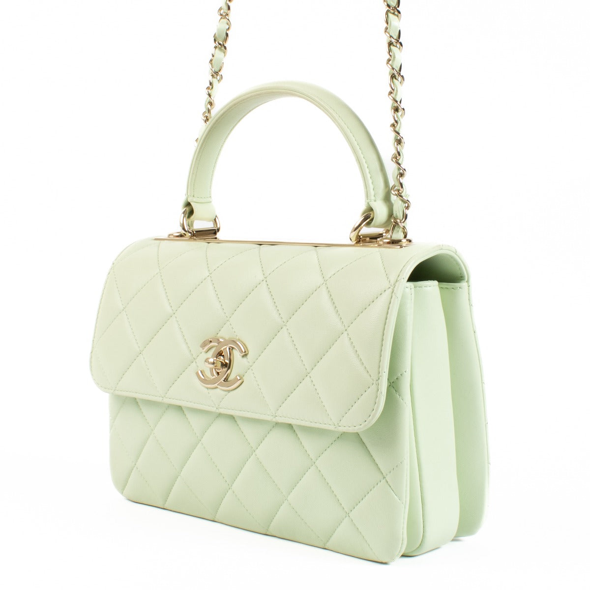 Elevate your style with the Chanel Sage Green Medium Trendy CC Bag—a perfect blend of iconic elegance and modern allure. This exquisite accessory features a captivating sage green hue that radiates subtle sophistication, while the signature interlocking C