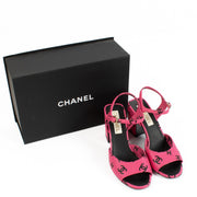 Buy authentic preloved Chanel Leather Pink Monogram Heel Sandals on Labellov.com