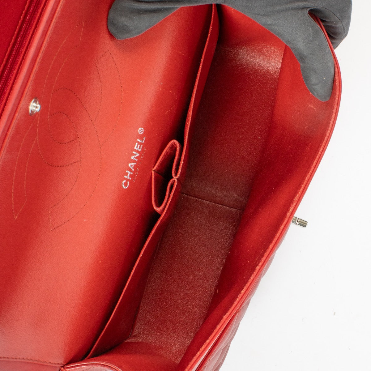 Shop 100% authentic secondhand Chanel Red Lambskin Large Classic Bag on Labellov.com