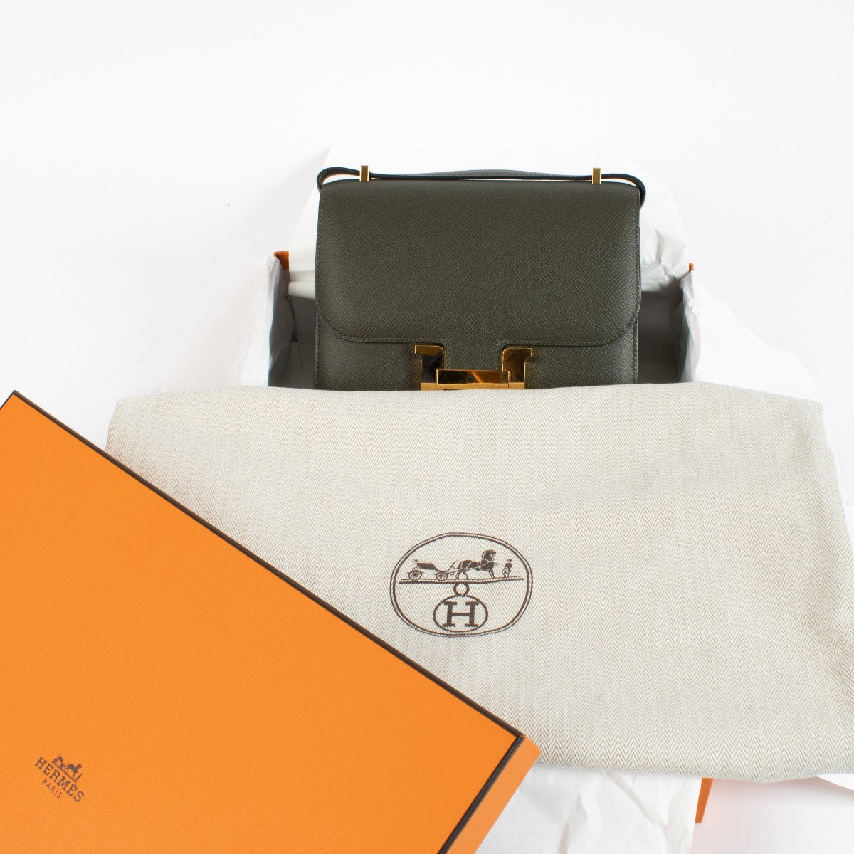 2020 Hermès Constance Mini 18 Vert Gris Epsom GHW