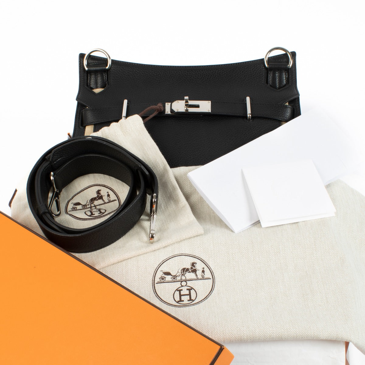Authentic second hand Hermès Jypsière 31 Black Clemence PHW on www.labellov.com