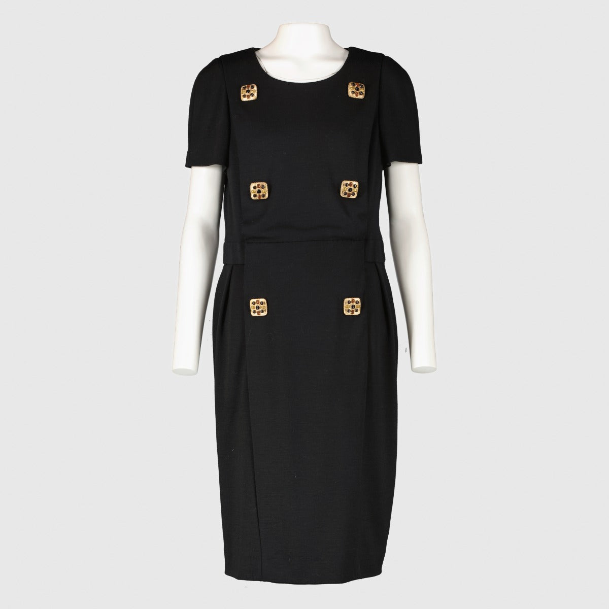 Chanel 11A Black Wool Button Dress