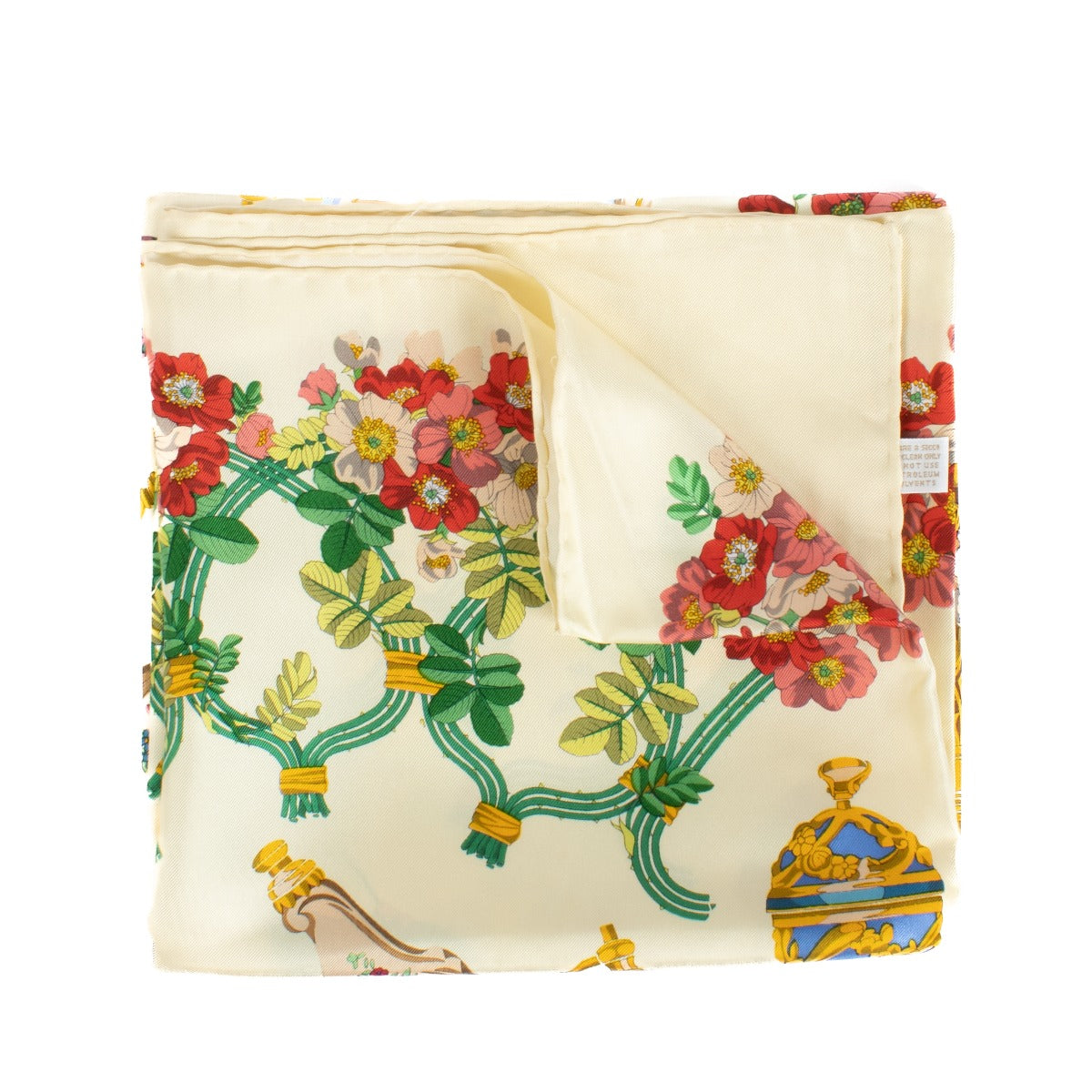 Authenic second-hand Gucci 90 Flowers & Bottles Silk Scarf on labellov.com