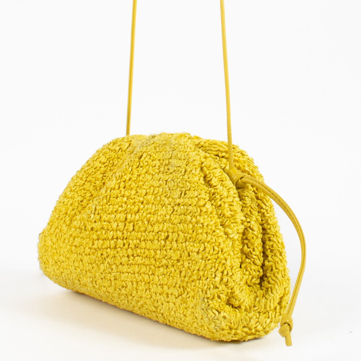 100% authentic preloved Bottega Veneta Yellow Raffia Mini Pouch on labellov.com