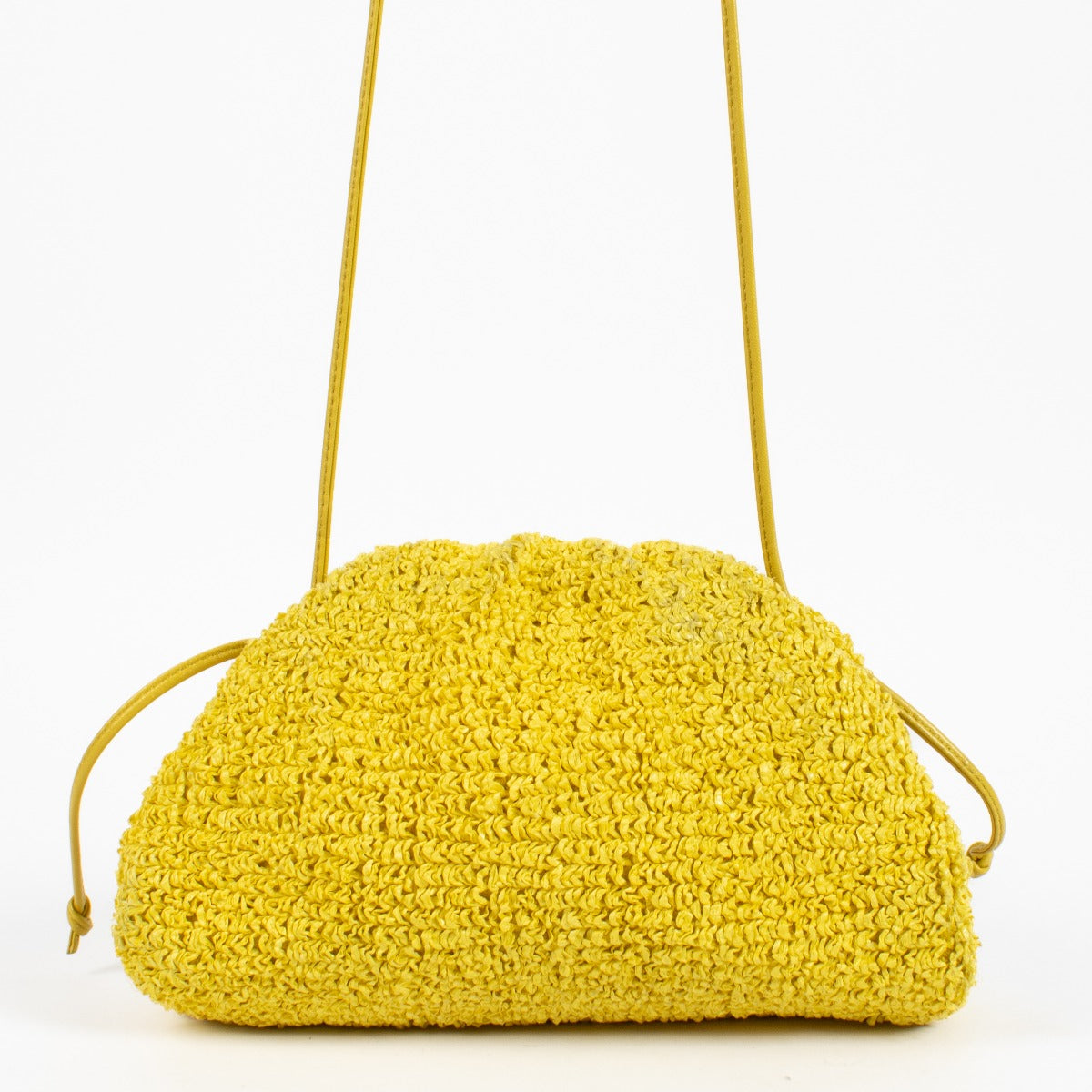100% authentic preloved Bottega Veneta Yellow Raffia Mini Pouch on labellov.com