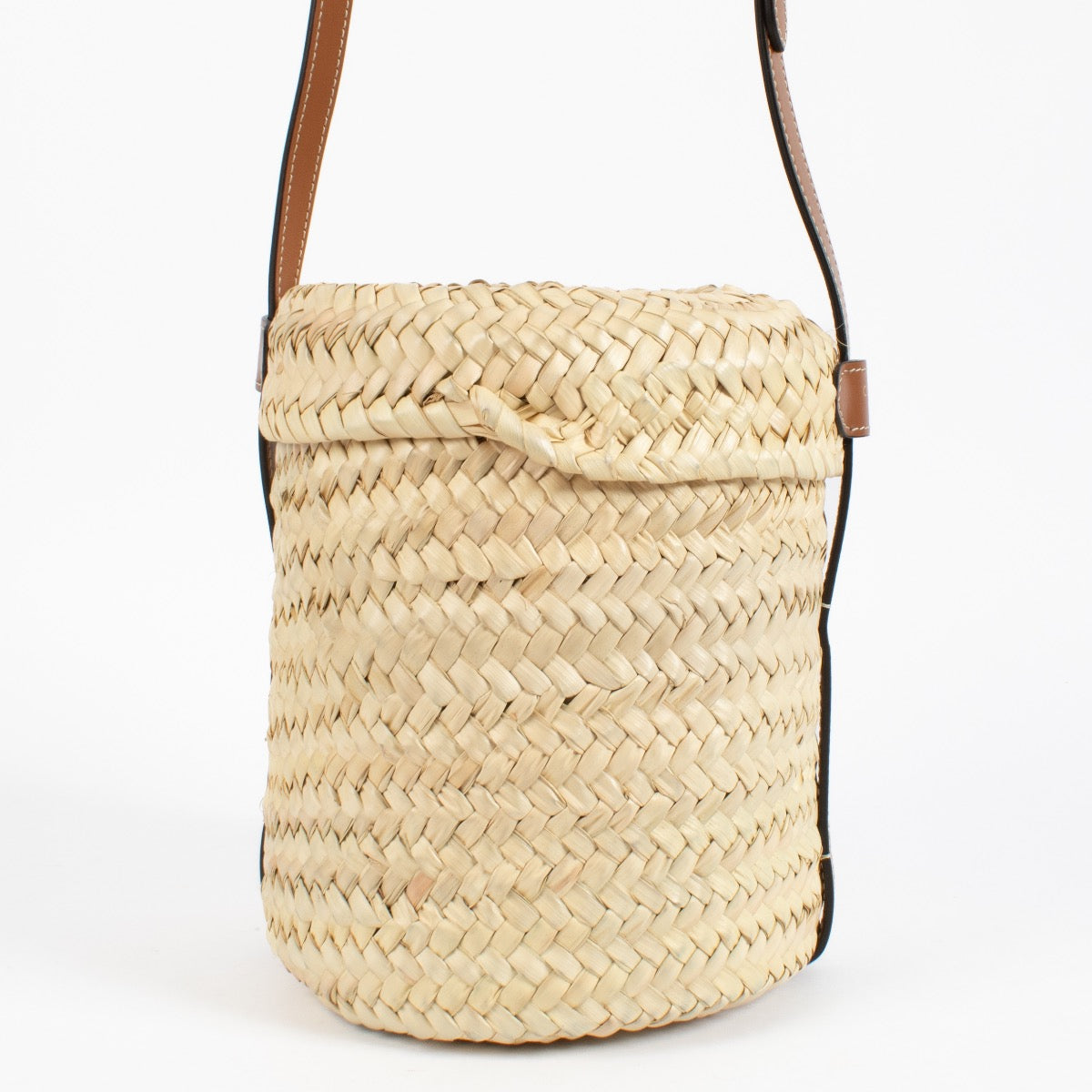 Celine Beige Raffia Triomphe Bucket Bag