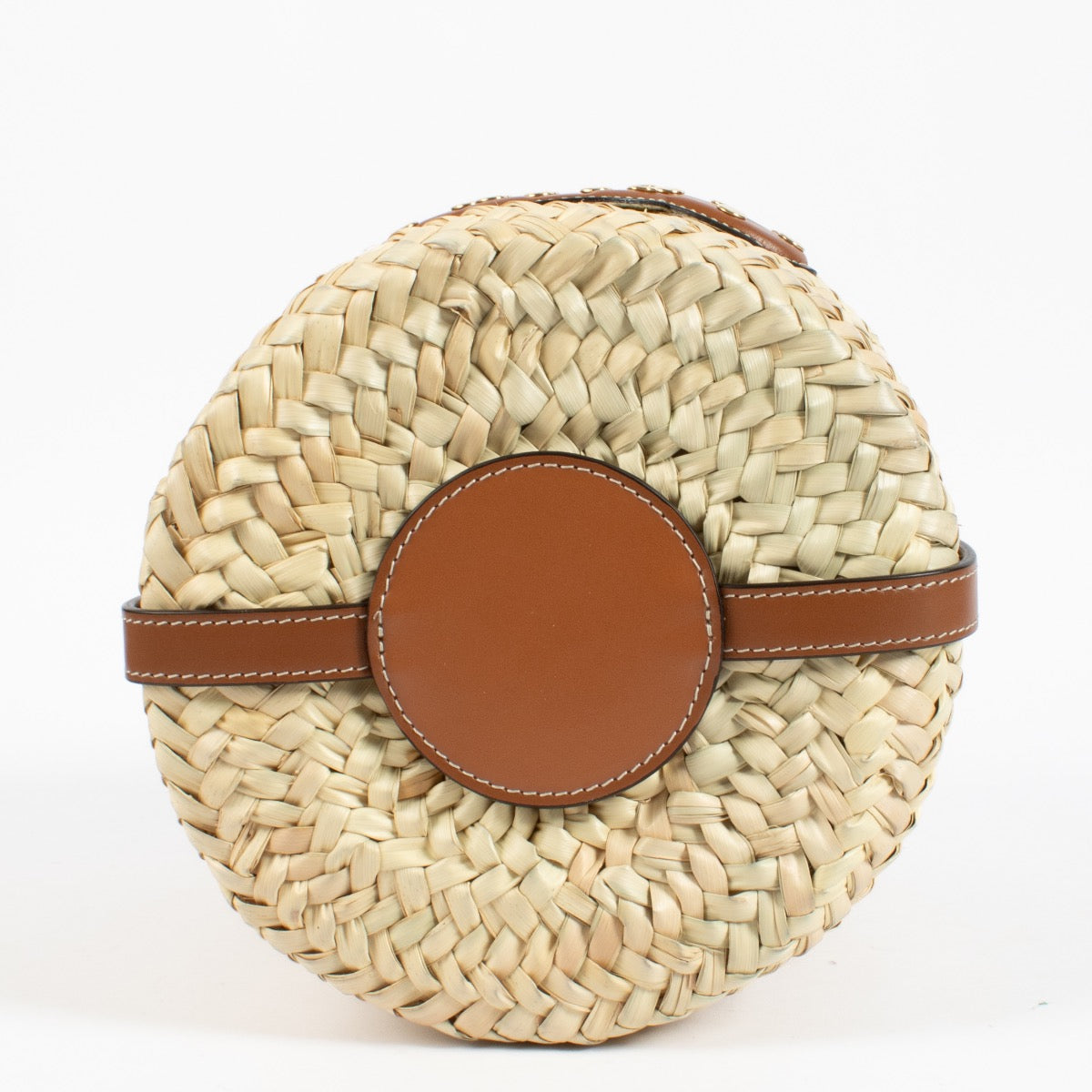 Celine Beige Raffia Triomphe Bucket Bag