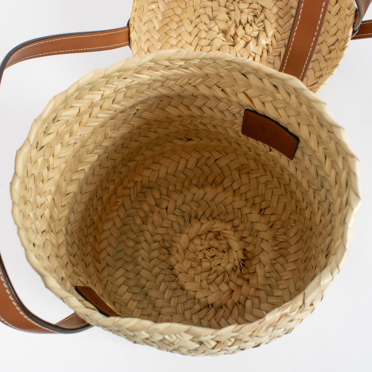 Celine Beige Raffia Triomphe Bucket Bag