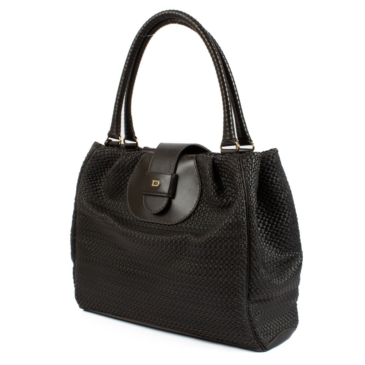 Delvaux Cafe Toile de Cuir Panier Clair Obscur Bag