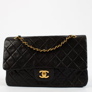 Chanel Vintage Black Lambskin Medium Classic Bag