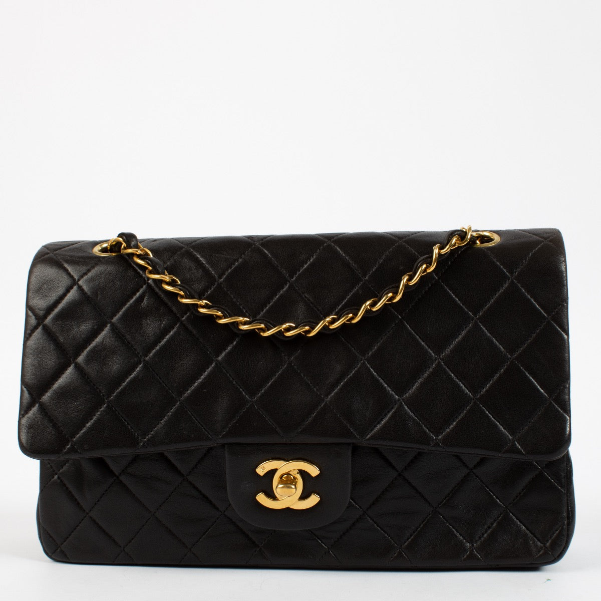 Chanel Vintage Black Lambskin Medium Classic Bag