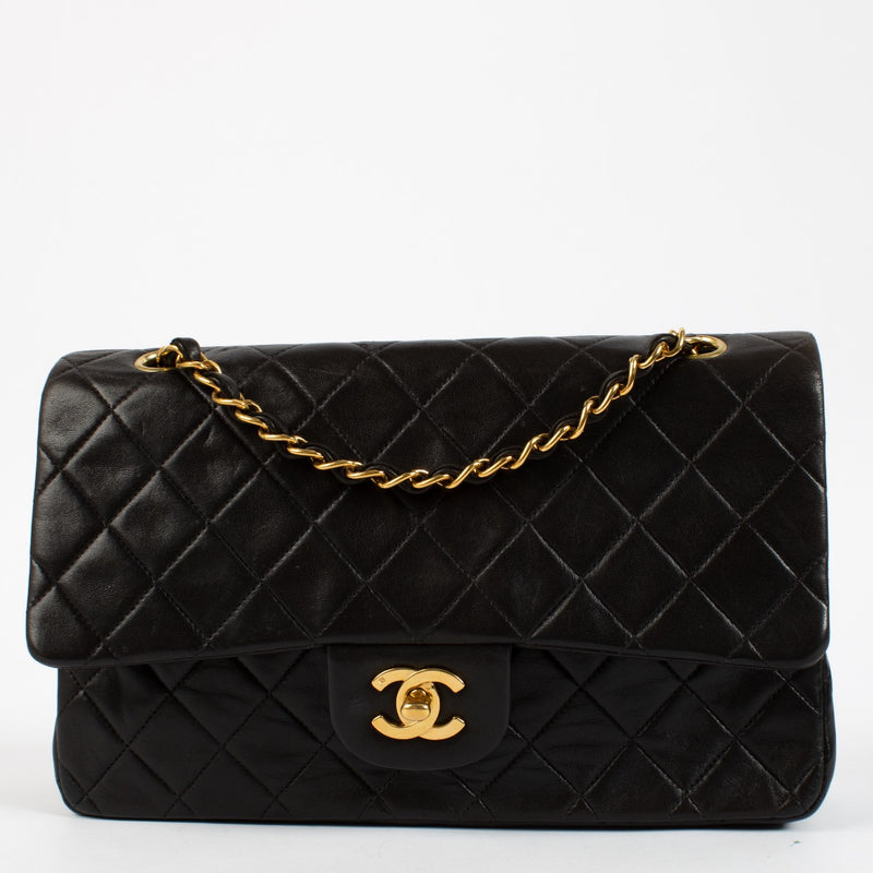 Chanel Vintage Black Lambskin Medium Classic Bag