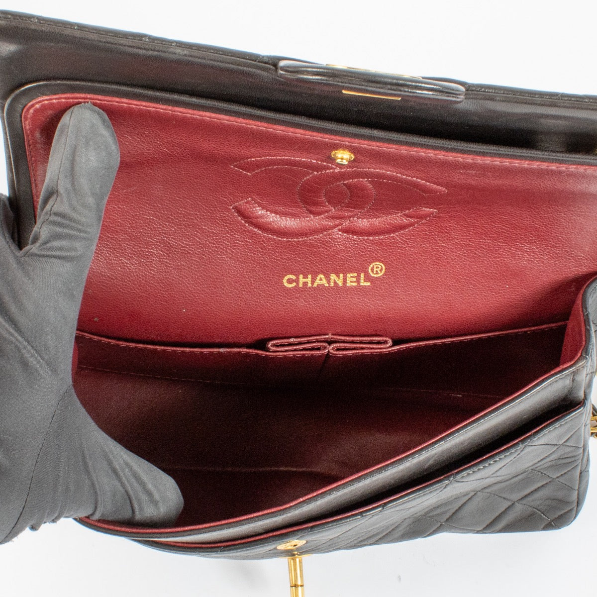 Chanel Vintage Black Lambskin Medium Classic Bag
