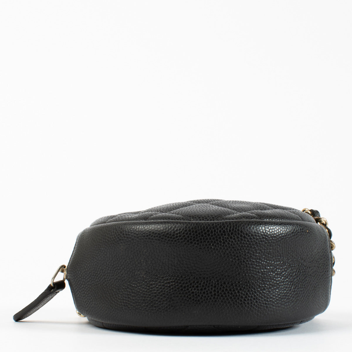 Chanel Zwart Kaviaar Rond Klassiek Clutch met Ketting