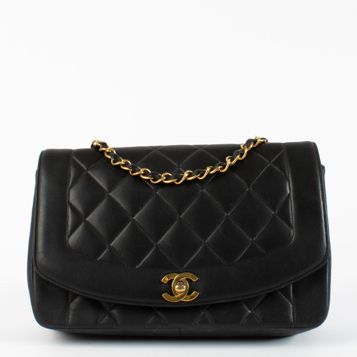 authentic preloved Chanel Black Lambskin Medium Diana Flap Bag on Labellov.com
