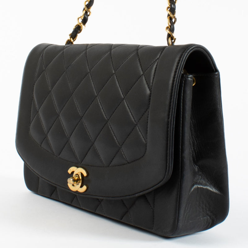 authentic preloved Chanel Black Lambskin Medium Diana Flap Bag on Labellov.com