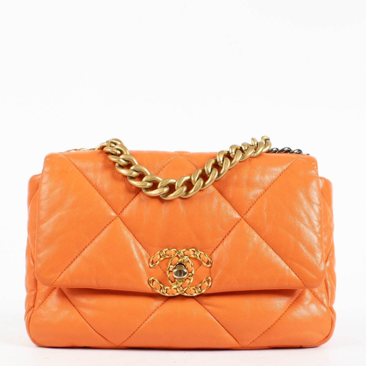 shop 100% authentic second hand Chanel Orange Small Chanel 19 Bag on Labellov.com