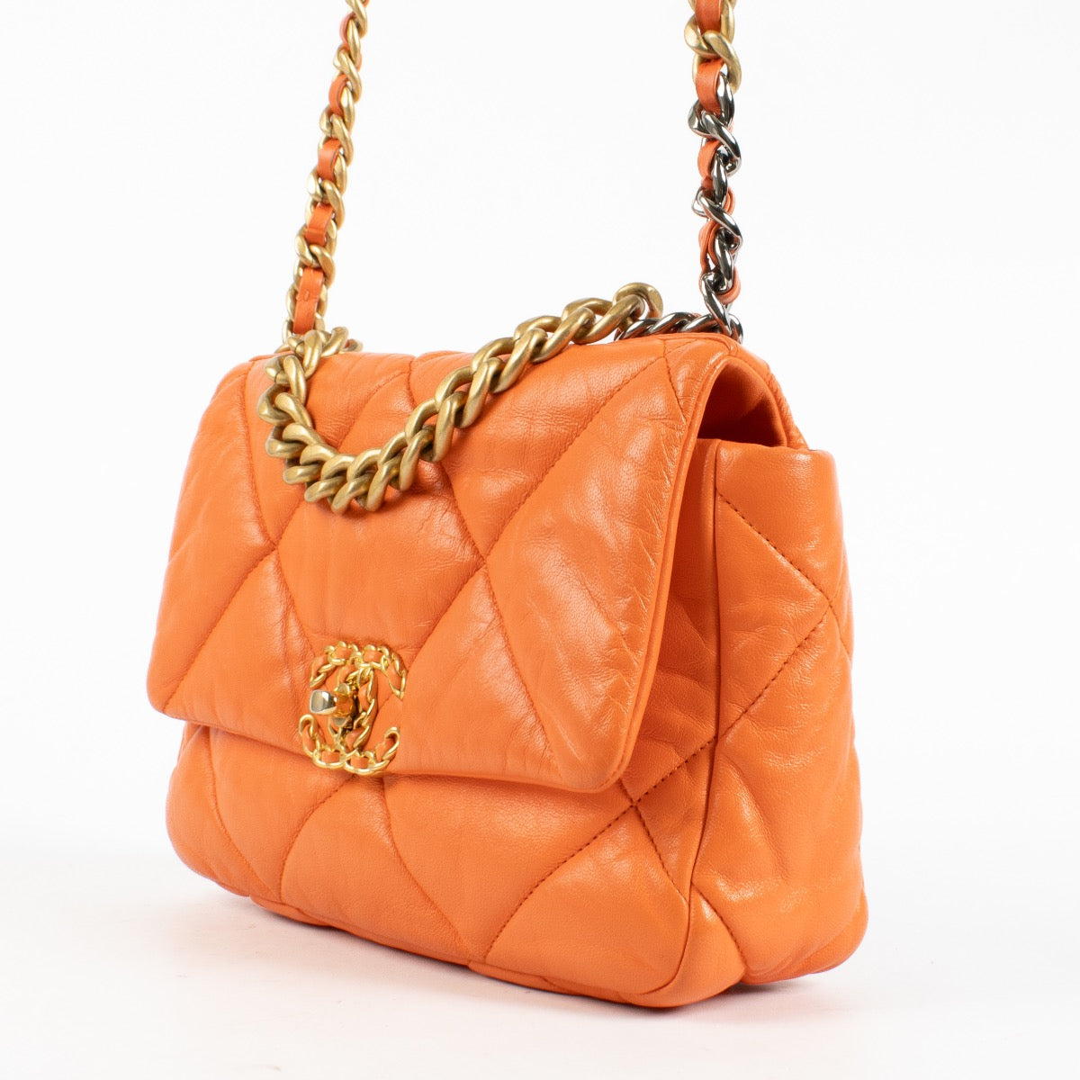 shop 100% authentic second hand Chanel Orange Small Chanel 19 Bag on Labellov.com