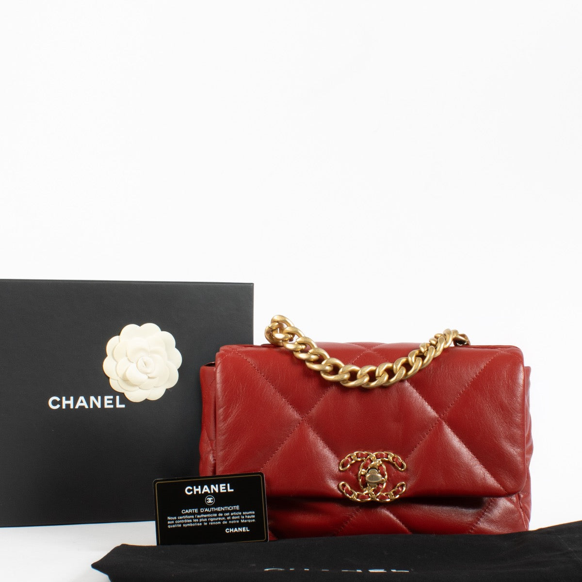 shop 100% authentic second hand Chanel Red Small Chanel 19 Bag on Labellov.com