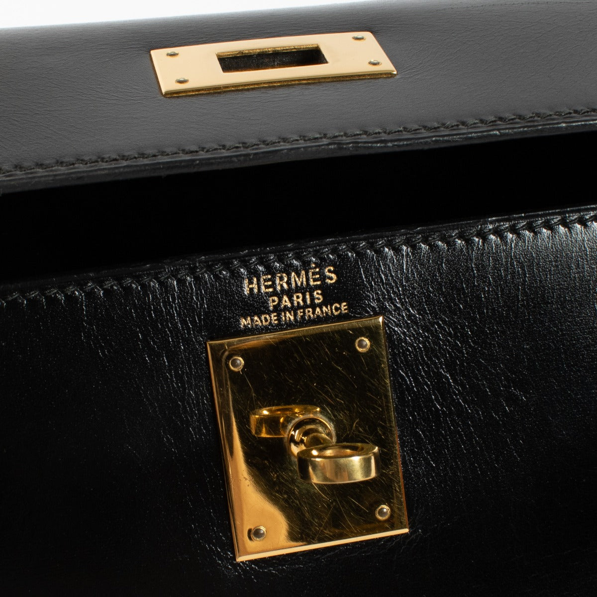 Hermès Vintage Kelly 28 Black Box GHW
