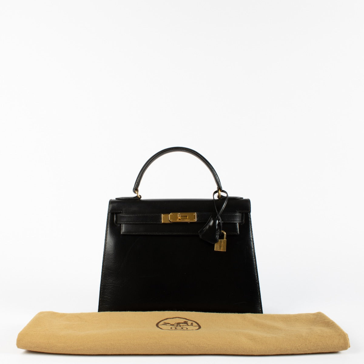 Hermès Vintage Kelly 28 Black Box GHW