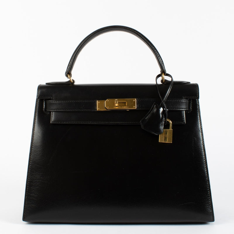 Hermès Vintage Kelly 28 Black Box GHW