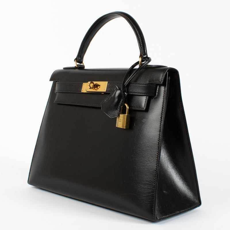 Hermès Vintage Kelly 28 Black Box GHW