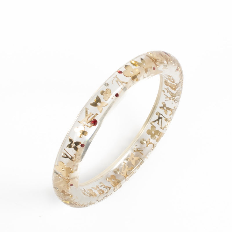 Buy authentic second hand Louis Vuitton Transparent Resin & Gold Plated Swarovski Crystal Narrow Inclusion Bracelet PM at Labellov.com