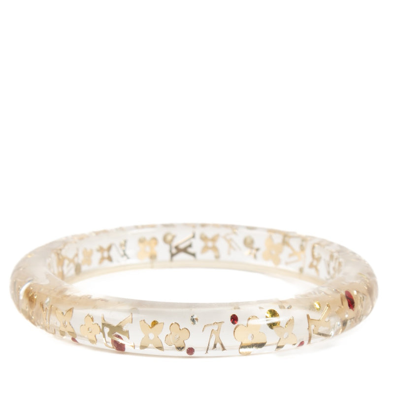 Buy authentic second hand Louis Vuitton Transparent Resin & Gold Plated Swarovski Crystal Narrow Inclusion Bracelet PM at Labellov.com