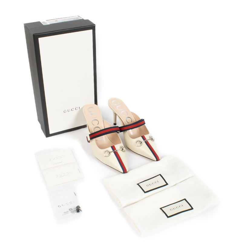 Buy Gucci White Emma Web Pumps - size 37,5 now on Labellov.com.
