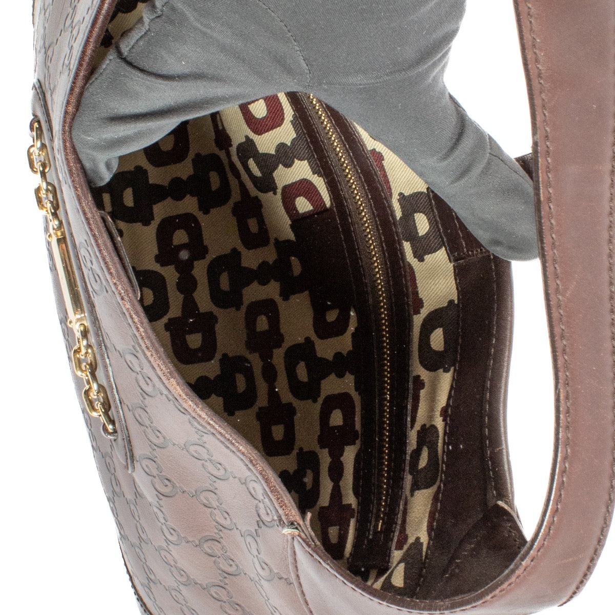 Gucci Bruine Guccissima Punch Hobo Tas