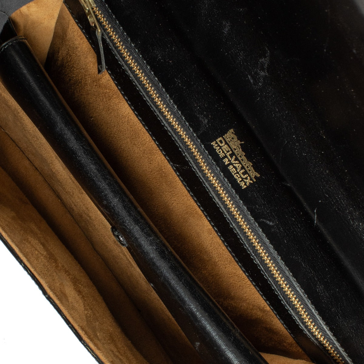 Delvaux Black Shiny Crocodile Vintage Flap Bag