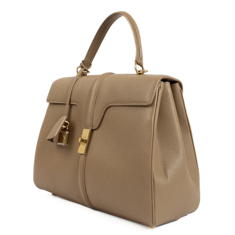 Buy authentic second hand Celine Beige Satinated Calfskin Medium 16 Top handle Bag at Labellov.com