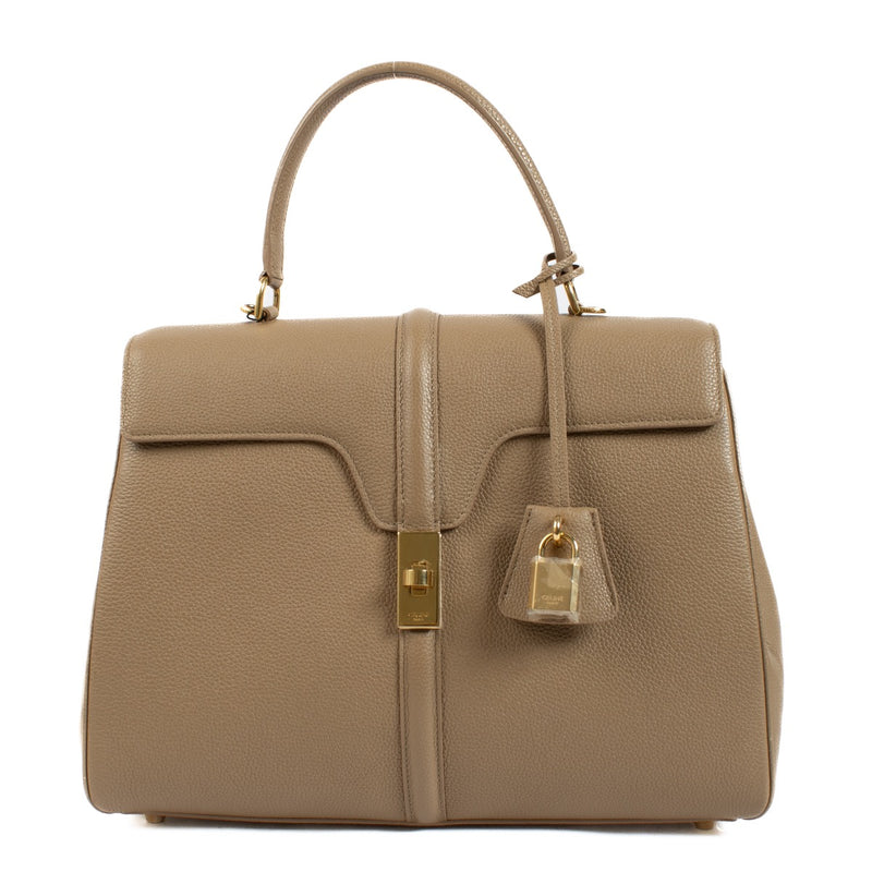Buy authentic second hand Celine Beige Satinated Calfskin Medium 16 Top handle Bag at Labellov.com